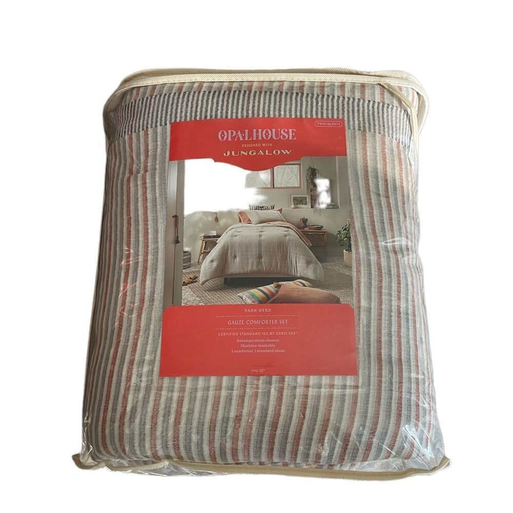 Yarn Dyed Gauze Stripe Comforter & Sham Set Cream - Opalhouse™ with Jungalow - Picture 7 of 8